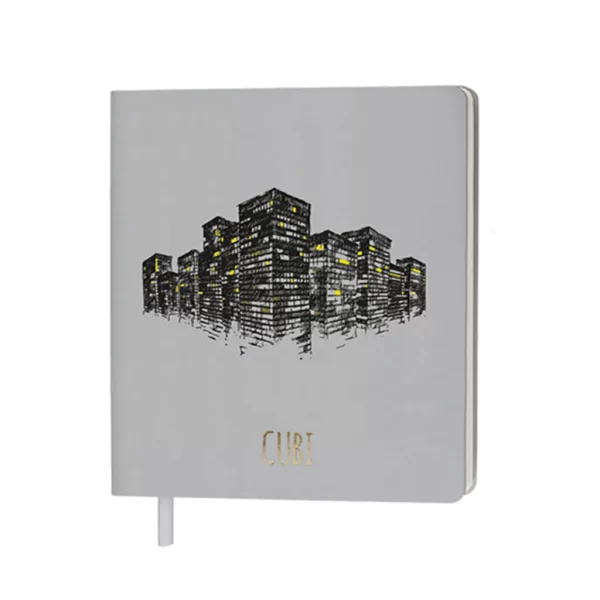 Бележник Cubi в син вариант с цветен картонен ръкав – стилен и готов за подарък