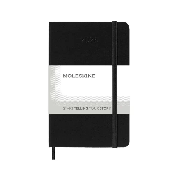 Черен планер MOLESKINE формат A6 с вътрешен джоб и отбелязалка