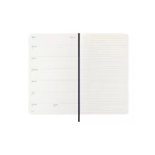 Отворен Moleskine планер с хоризонтално седмично разпределение и страница за бележки