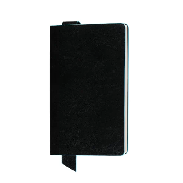 Бележник Trendi А5 С мека черна корица от PU материал (Soft Stella), цветни заоблени ръбове и вградена отбелезалк