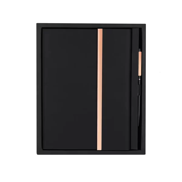 Луксозен комплект тефтер и химикалка в черна кутия