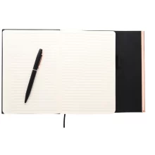 Черен тефтер с розово-златен кант и лого Recycled PU