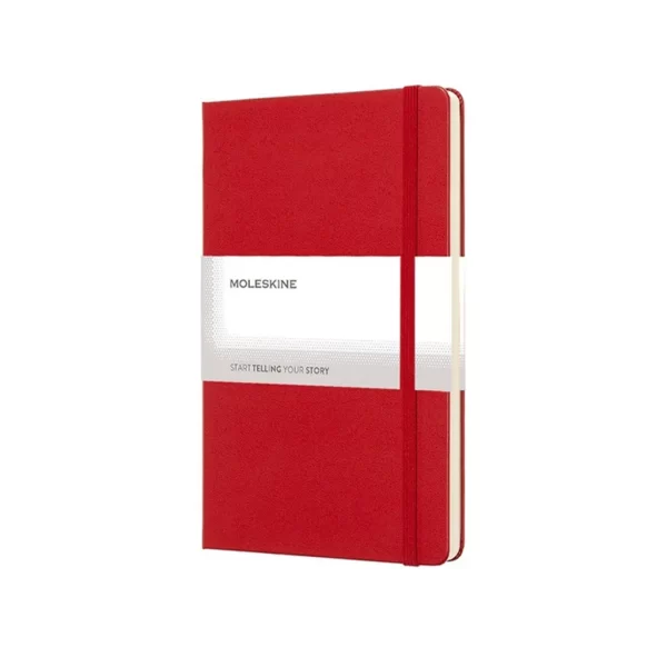 Червен Moleskine бележник A5 със заоблени ъгли и вградена отбелезалка