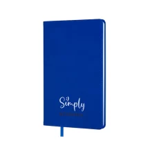 Тефтер с карирани страници, бели корици и заоблени ъгли.