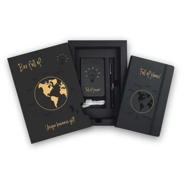 PowerBox Black с тефтер, химикалка и батерия