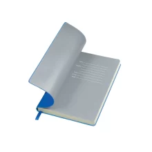 Рециклиран бележник Funky GRS с твърда корица от PU и заоблени ъгли – цвят светло син