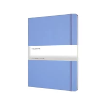 Отворен Бележник Moleskine XL, показващ линирани страници