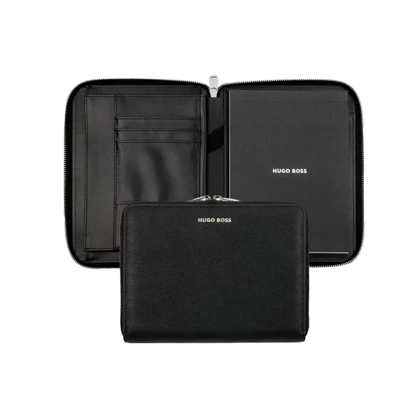 Черен комплект BOSS с метални детайли и деликатна текстура