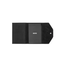 Луксозно черно портфолио A5 Rive с гравирана метална плочка BOSS