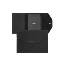 Портфолио HUGO BOSS Rive Black A5 с минималистичен дизайн и решетъчна текстура