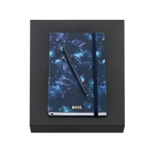 Луксозен тефтер с монограм и метална химикалка с матово покритие от BOSS