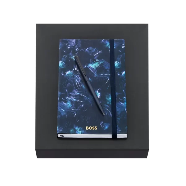 Луксозен тефтер с монограм и метална химикалка с матово покритие от BOSS