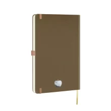 Гъвкав тефтер B5 с бежов ластик за затваряне и заоблени ъгли.